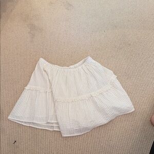Bonpoint White Tiered Seersucker Skirt with Ruffle Trim